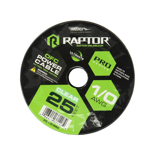 PRO Series Raptor by METRA Electronics Power Wire 1/0 AWG Oxygen Free Copper - Clear - R51-0-25C