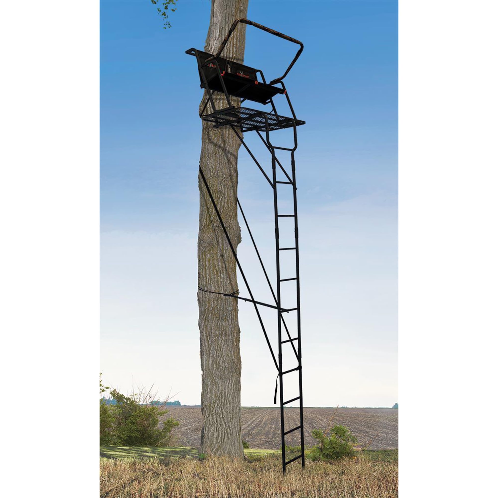 2-Person BIG GAME Ladder Tree Stand for Hunting Deer, Spector XT, 17' Tall, Black - Adjustable Climbing Treestand with Platform and Safety Harness for Shooting