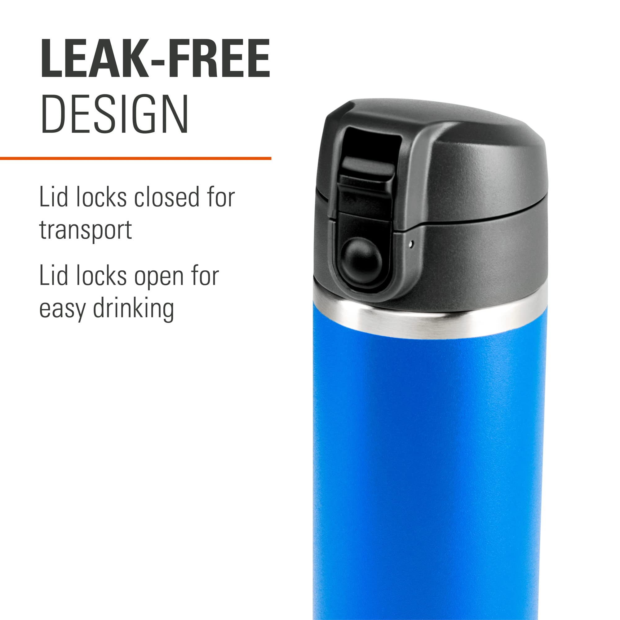Microlite Water Bottle, GSI Outdoors, Vacuum-Insulated Stainless Steel, for Camping, True Blue, 17 Fluid Ounces
