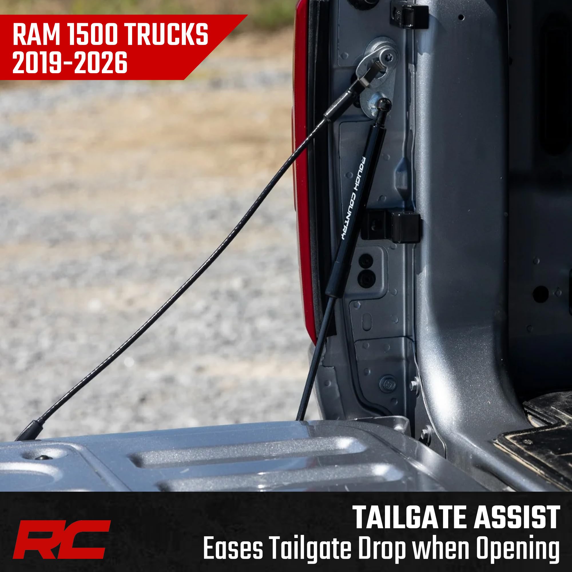 Rough Country Tailgate Assist Driver-Side for Ram 1500 2WD/4WD (2019–2026), Slow-Release Damper