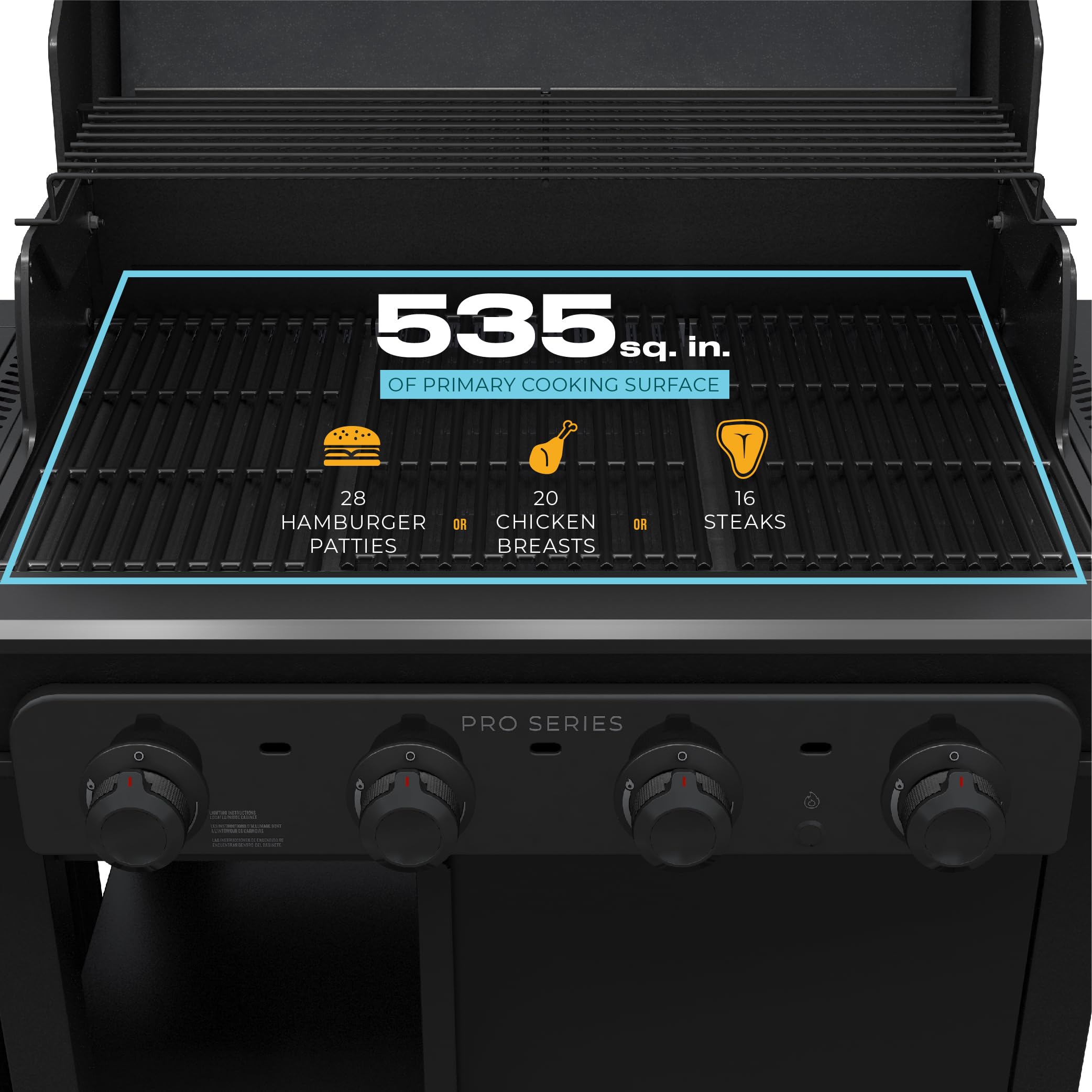 Pro Series Charbroil with Amplifire Infrared Technology 4-Burner Propane Gas Grill Cabinet with Side Burner, Black - 463281024