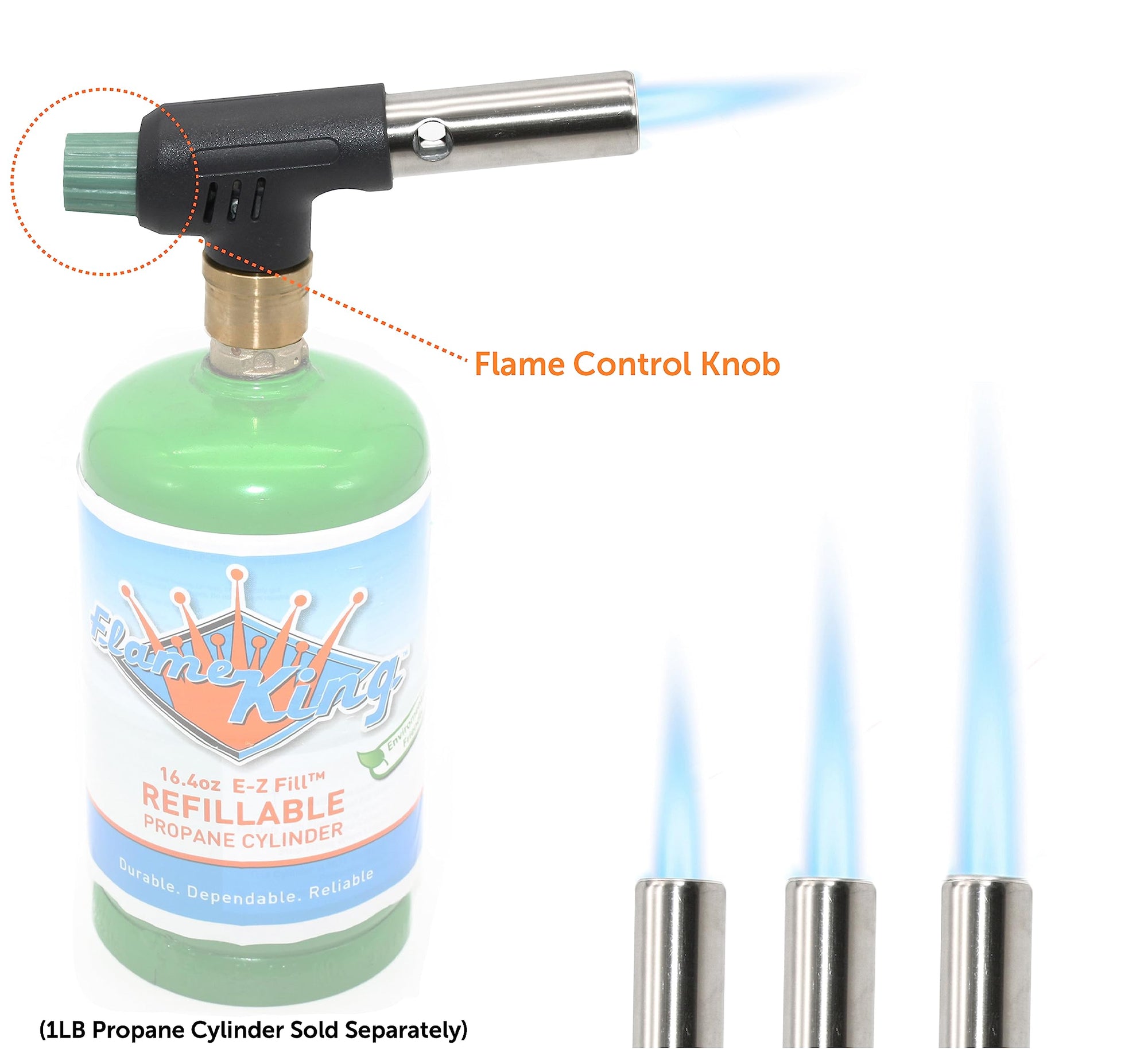 Flame King Mini Propane FK-PV777CGA Blow Torch Head 10,000 BTU for Kitchen, Soldering, Searing, Charcoal/Fire Pit Lighting