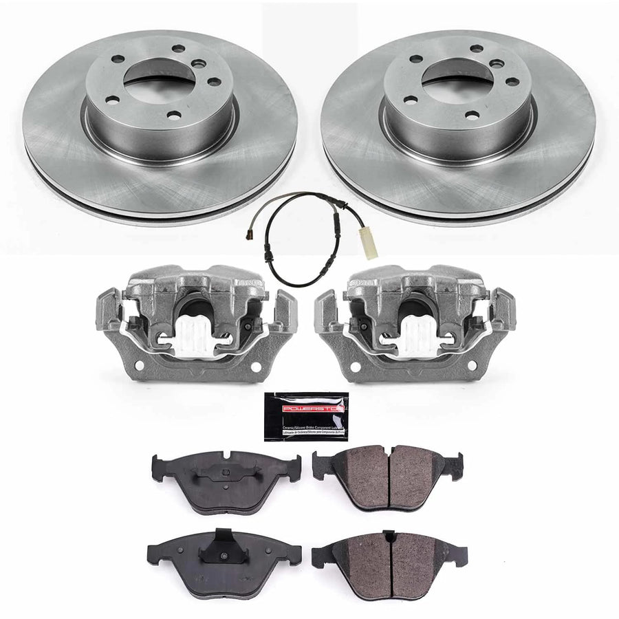 Power Stop KCOE7026 Front Caliper Brake Kit- Brake Rotors, Brake Pads and Ceramic Brake Calipers For BMW X1 2013-2015 [Model Specific]