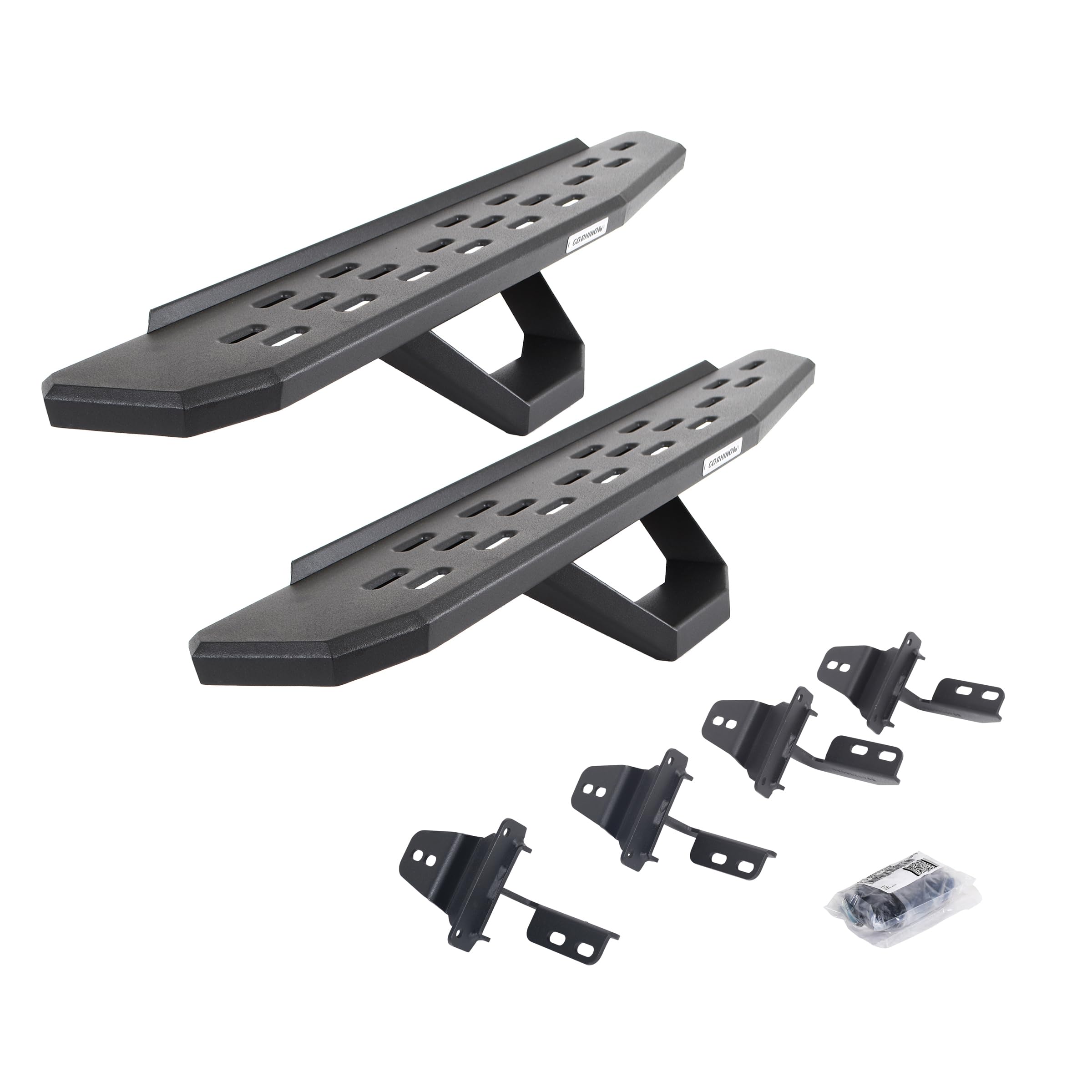 Go Rhino Running Boards RB30, Brackets, & 1 Pair of Drop Steps | Galvanized Steel, Textured Black | 6969264810PC | Fits 2007-2018 Jeep Wrangler JK, 2-Door