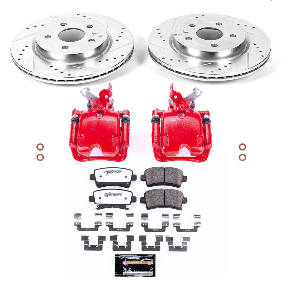 Power Stop Z26 KC5547-26 Rear Caliper Kit-Drilled/Slotted Rotors, Carbon Ceramic Brake Pads & Calipers For Buick LaCrosse, Buick Regal, XTS, Chevy Impala, Chevy Malibu, Saab 9-5 [Model Specific]