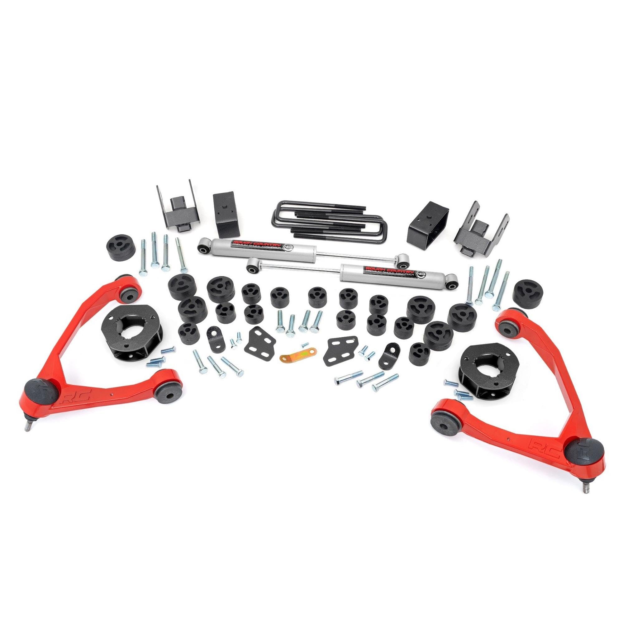 Rough Country 4.75" Combo Lift Kit for Chevy Silverado & GMC Sierra 1500 (2007-2013) 2WD - Red Control Arms