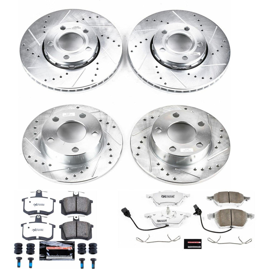 Power Stop K530-26 Z26 Street Warrior Brake Pad and Rotor Kit Front and Rear For Audi A4 Quattro 1999-2001 [Model Specific]