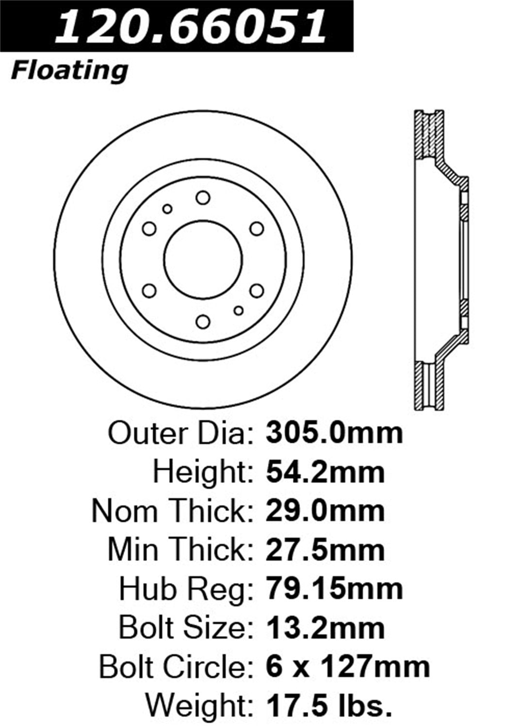 Sport StopTech Cross Drilled Brake Rotor; Front Right 128.66051R