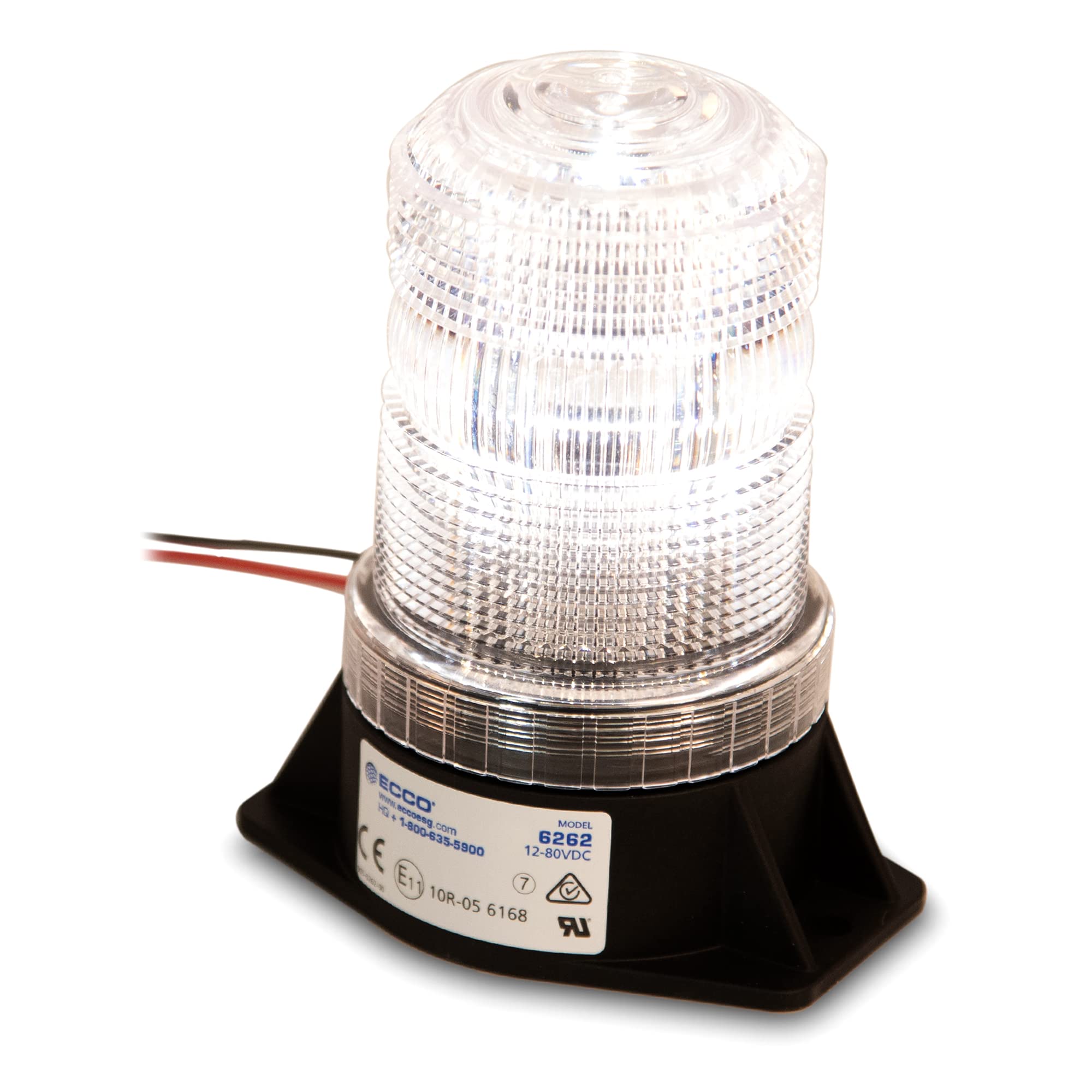 ECCO 5 Inch LED Beacon Warning Flash Clear Light 12V 80V for Industrial Vehicles Applications Tractor Forklift Excavator, 5 Year Warranty