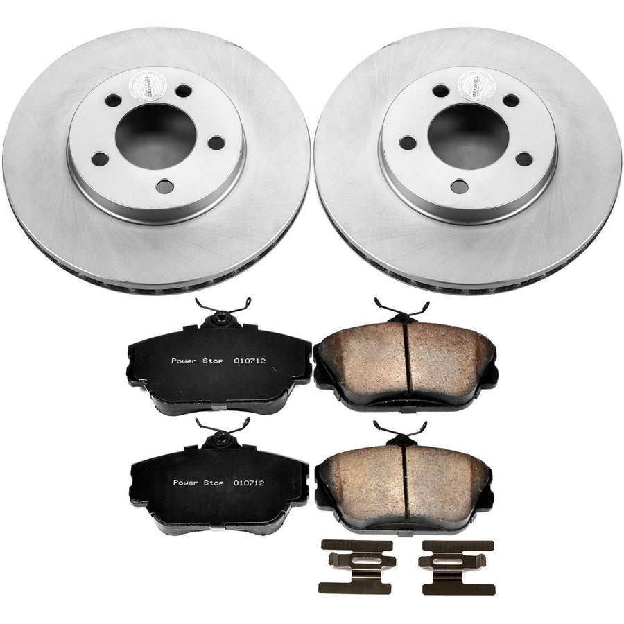 Coated Brake Rotor and Ceramic Brake Pads Power Stop CRK5406- Front For Ford Taurus 1995 [Model Specific]