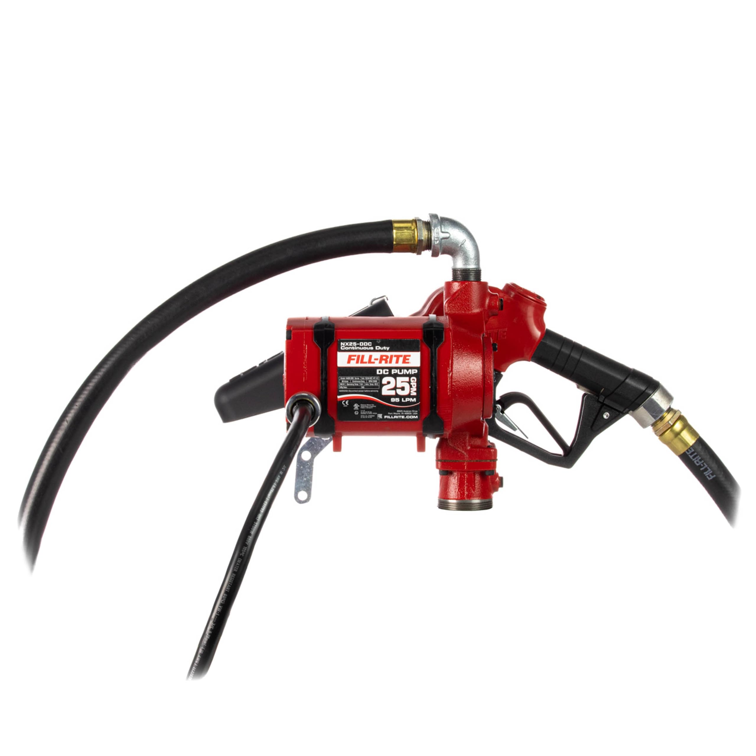 Fill-Rite 25 GPM Fuel Transfer Pump with Nozzle - Energy-Efficient 12/24V DC Fuel Transfer Pump for non stop Operation - Red - NX25-DDCNB-AA