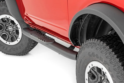 Rough Country Nerf Steps Oval for Ford Bronco 2-Door (2021-2025) - Classic OEM Style Rails with 4.5" Side Steps
