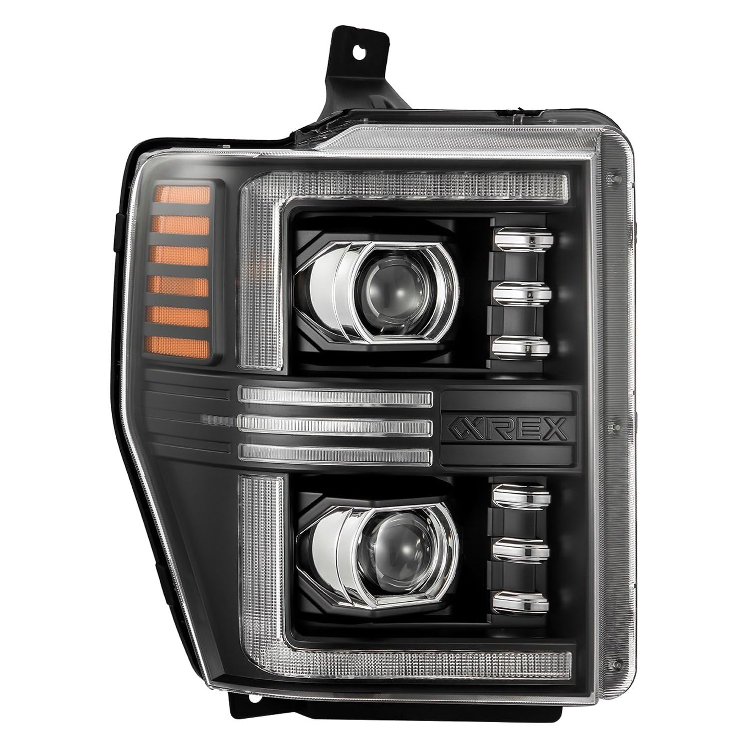 PRO-Series AlphaRex Projector headlights 08-10 Ford F250-550 Black w/Activ Light/Seq Signal
