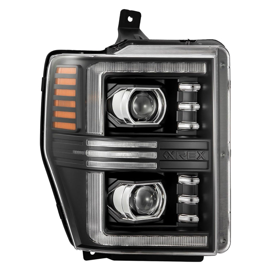 PRO-Series AlphaRex Projector headlights 08-10 Ford F250-550 Black w/Activ Light/Seq Signal