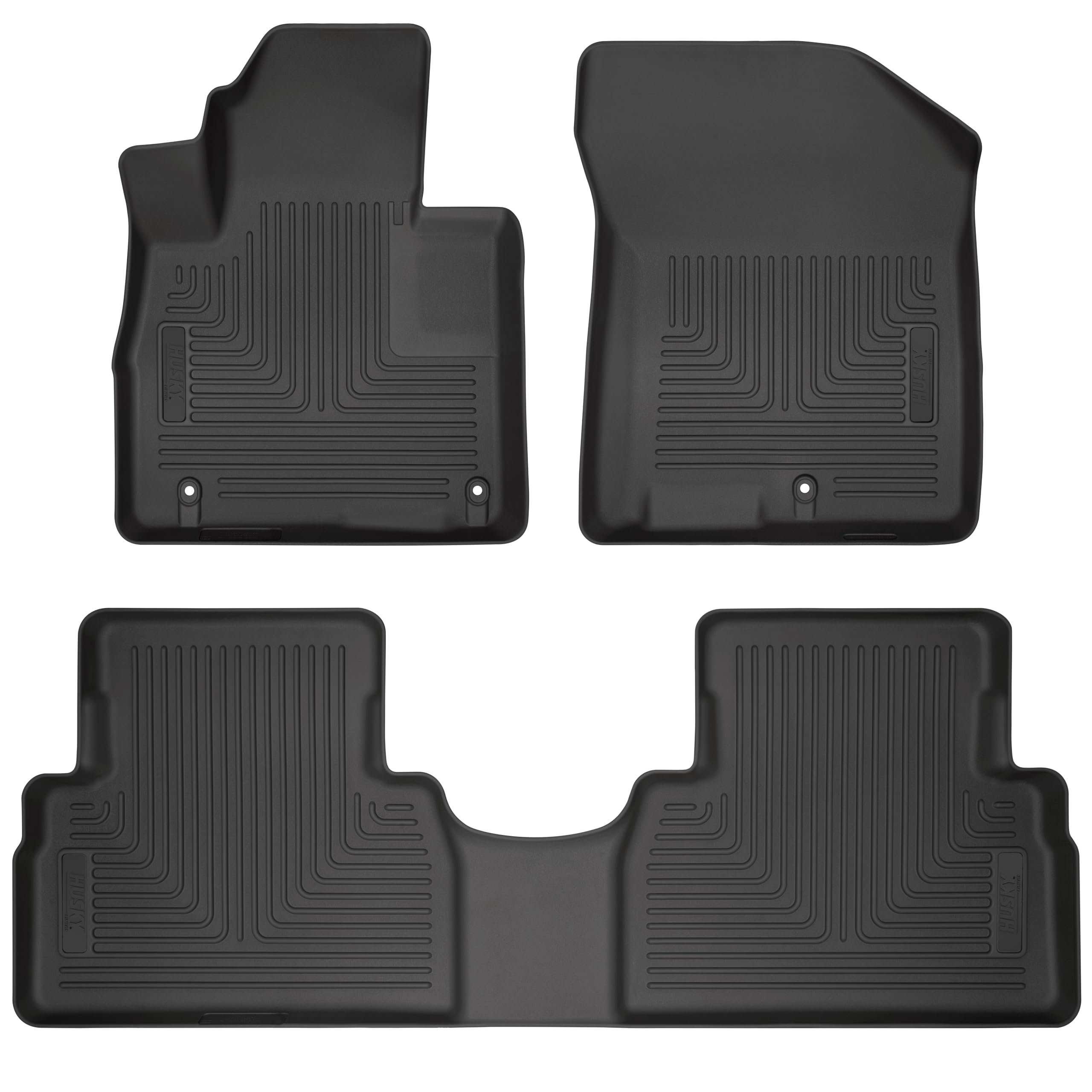 Weatherbeater Husky Liners Floor Mats | Fits 2019-2020 Hyundai Santa Fe | Front & 2nd Row, 3-pc Black - 93821