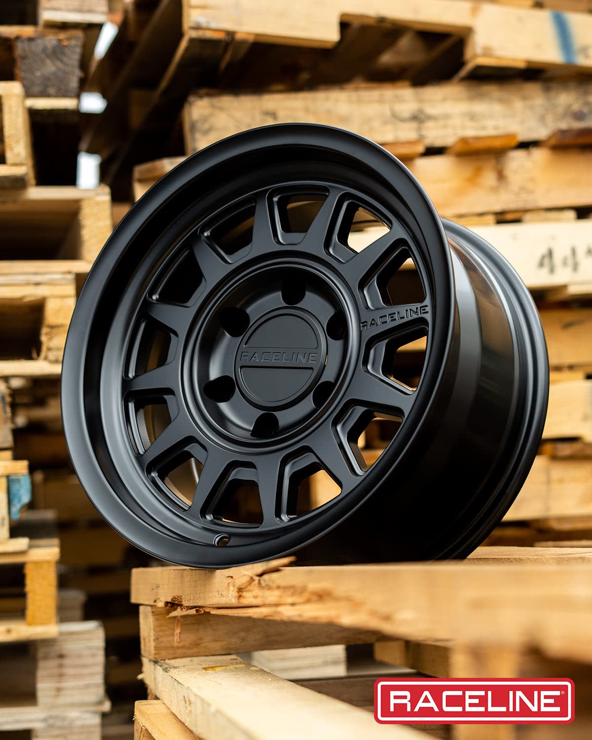 Raceline 952B AERO HD Wheels Satin Black 16X8"6X139.7 Bolt Pattern -6mm Offset/(4.23"B/S) 12 Spoke Aluminum Passenger Car Wheels, Full Size Replacement Black Car Rims