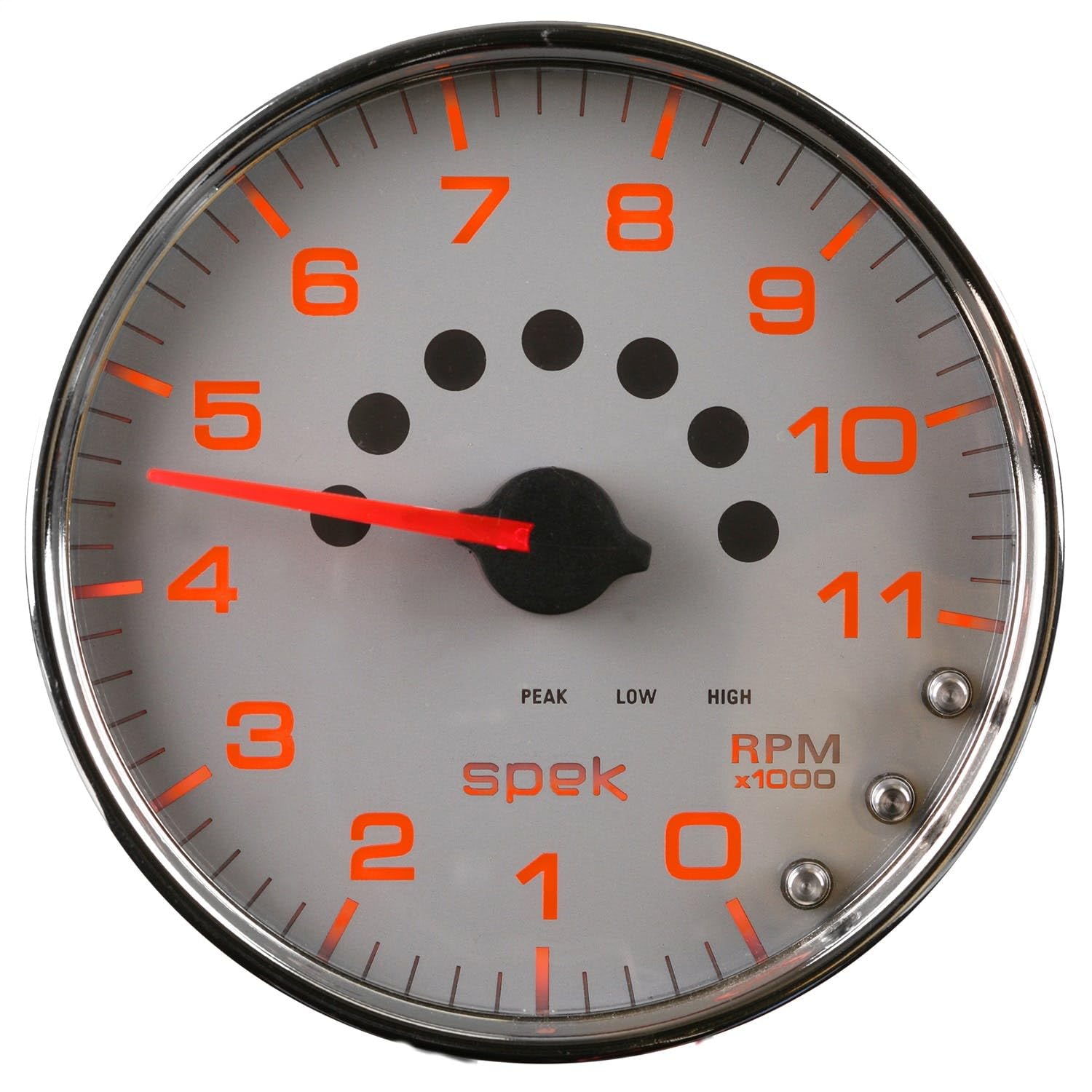 AutoMeter Gauge P23921 Tachometer (Spek-Pro 5", 11K RPM, with Shift Light & Peak Mem, Silver/Chrome, Spek-Pro)