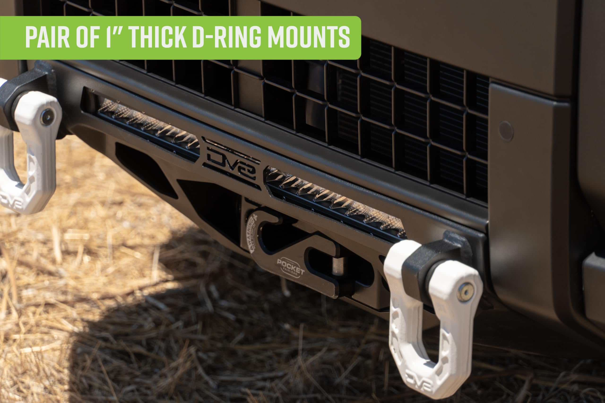 Centric DV8 Offroad Front Bumper for 2024 Toyota Land Cruiser | Center Mount Design | Heavy-Duty Winch Mount | (1) 20" Single Row Light Bar Mount | Pair of D-Ring Mounts | Powder Coated Black | Steel