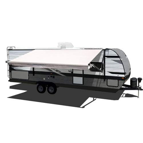 Solid White Velarium Canopy/Roll Tube 22' - Complete Canopy with 12V LED Light, Sewn Seams, Available Lengths from 10' to 22' - RVs, Tailgating, and Outdoor Events with Reliable Coverage