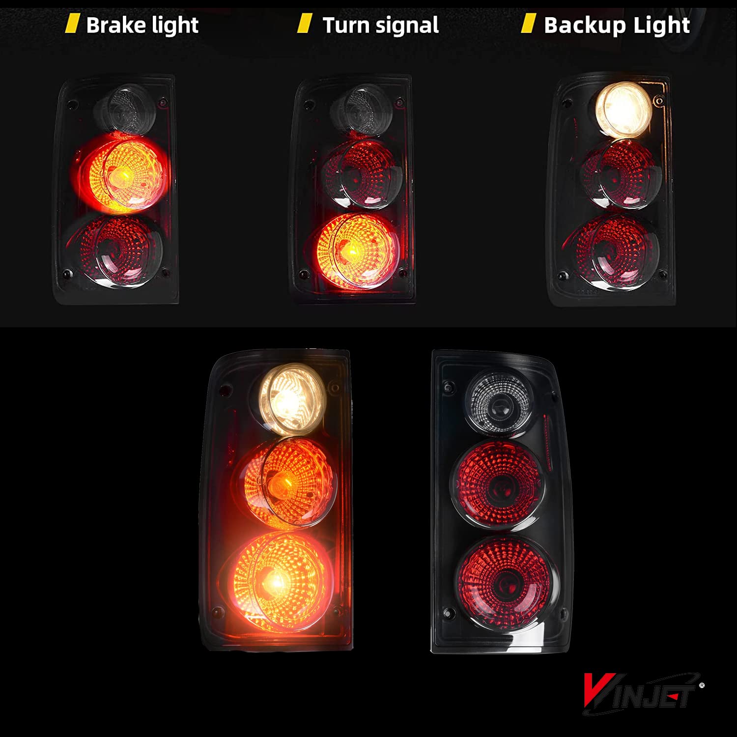 Tail Lamps Winjet Compatible with 1989-1995 Toyota Pickup, Black Housing/Smoke Lens Taillights Taillight Assembly (Toyota Pickup Altezza)