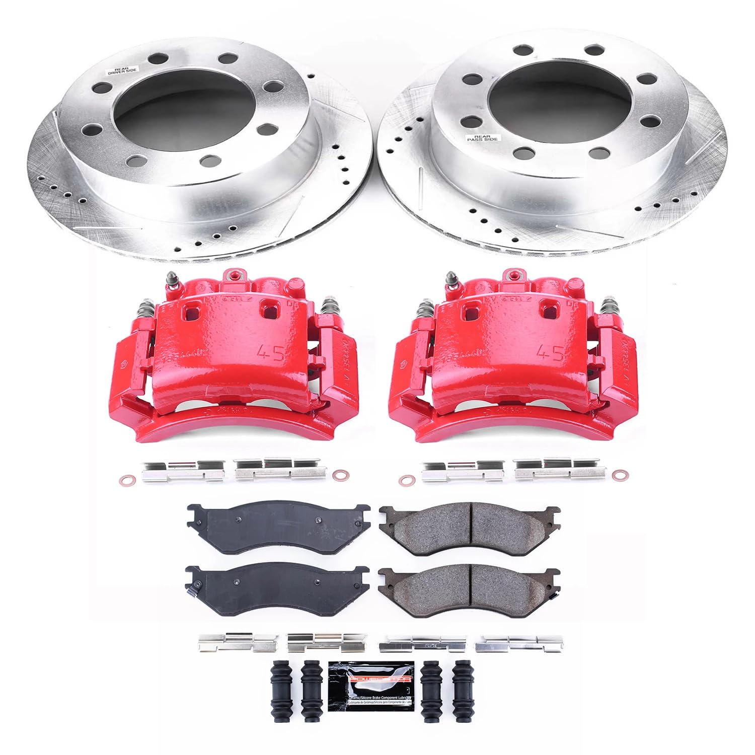 Power Stop Rear KC5489 Z23 Evolution Sport Brake Upgrade Kit with Powder Coated Calipers For Dodge Ram 2500 2001-2002 [Model Specific]