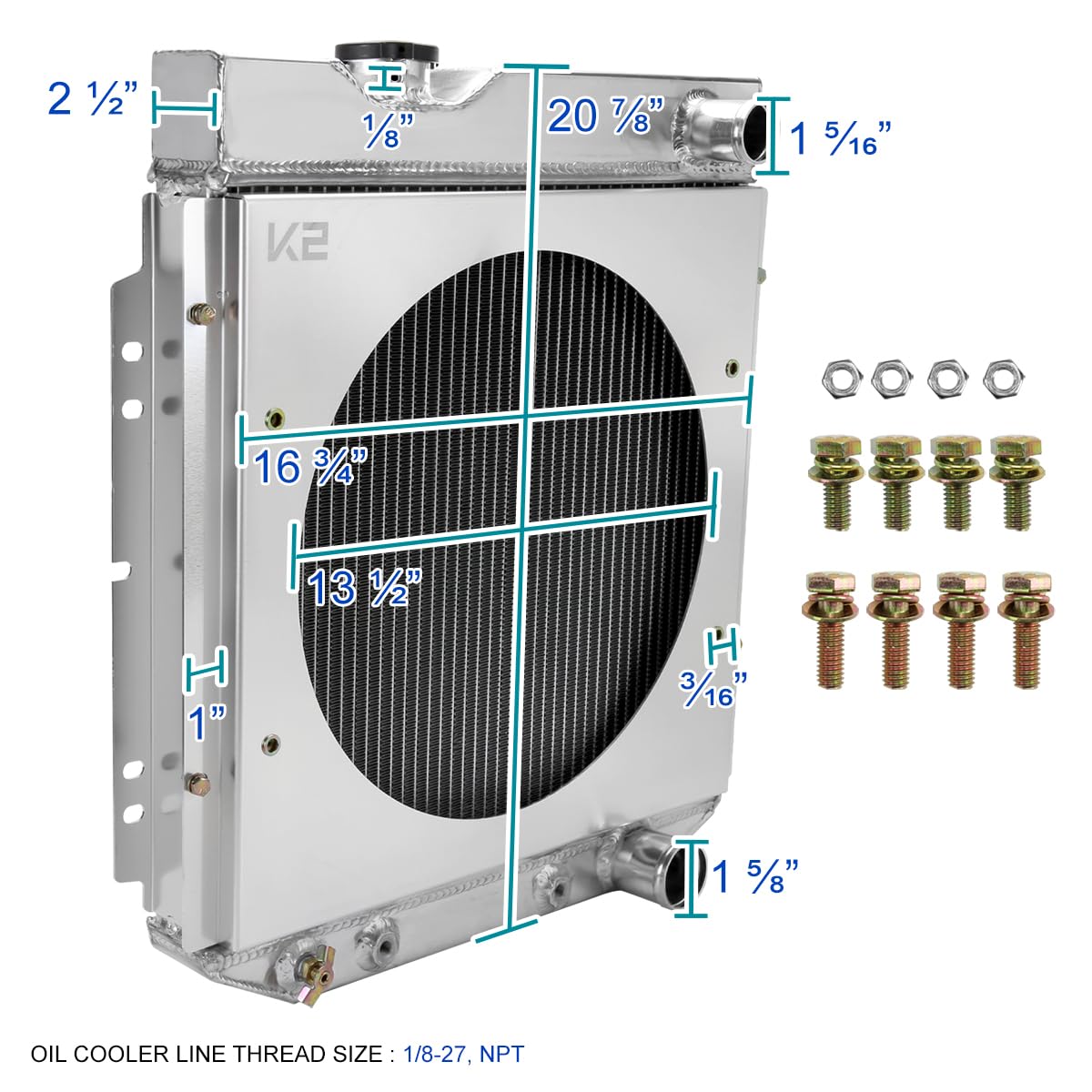 3 Row Aluminum Cooling Spec-D Tuning Radiator with Fan Shroud Compatible with 1964-1966 Ford Mustang V8