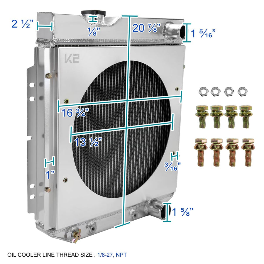 3 Row Aluminum Cooling Spec-D Tuning Radiator with Fan Shroud Compatible with 1964-1966 Ford Mustang V8