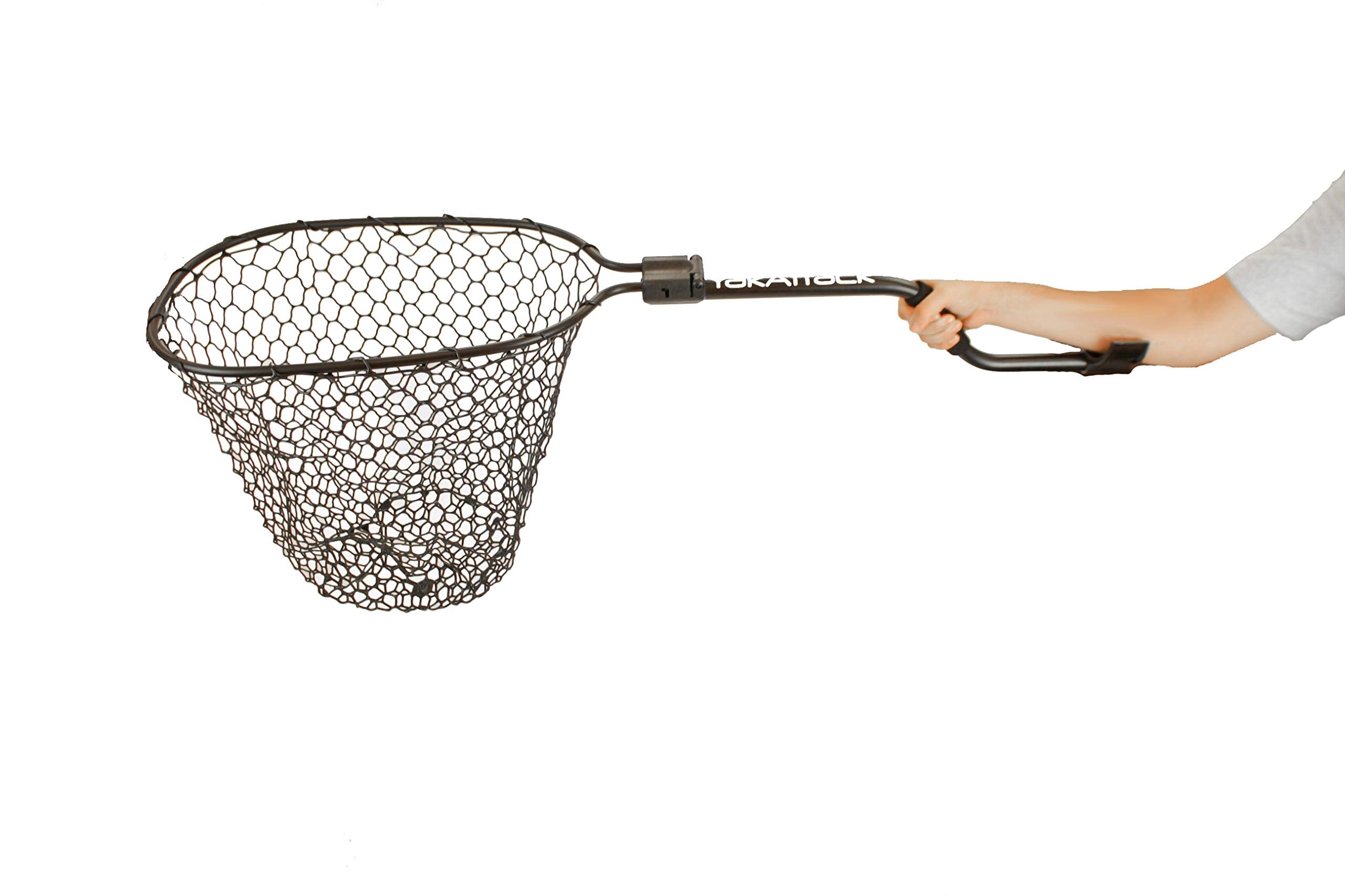 Leverage YakAttack Landing Net - 20" x 21" Hoop | Folding Rubber Net for Kayak Fishing | 47" Overall Length | Forearm Grip for Control | Compact Storage | Ideal for Bass, Trout, Catfish Fishing