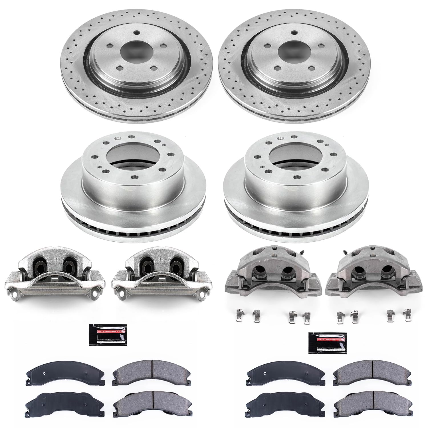 Power Stop Autospecialty Front & Rear Caliper Brake Kit- Brake Rotors, Brake Pads and Ceramic Brake Calipers