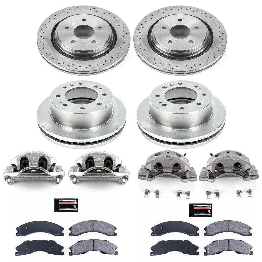Power Stop Autospecialty Front & Rear Caliper Brake Kit- Brake Rotors, Brake Pads and Ceramic Brake Calipers
