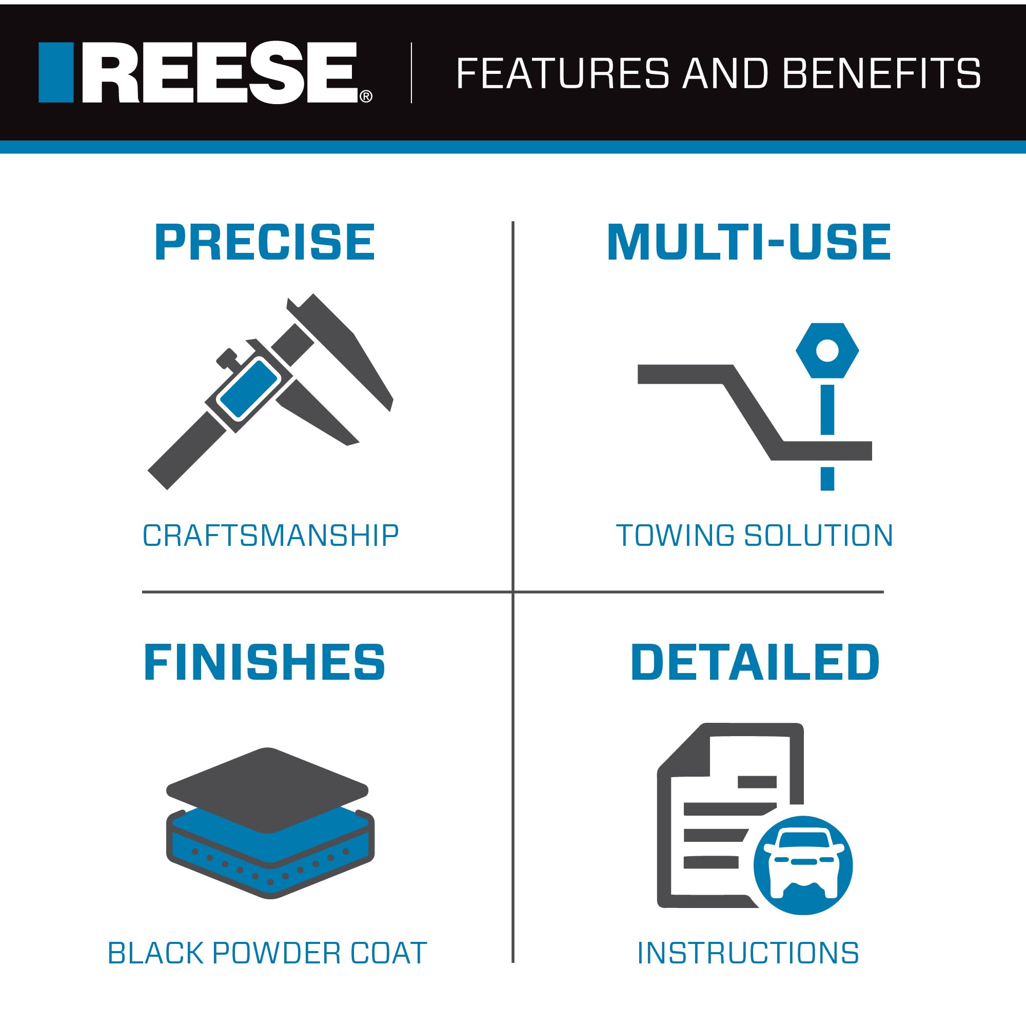 Pro Reese Round Bar Weight Distribution Hitch with Sway Control, 8,000 lbs. Capacity, Fits Up to 7 Inch Trailer Frames, 8.5 Inch Drop Shank Included