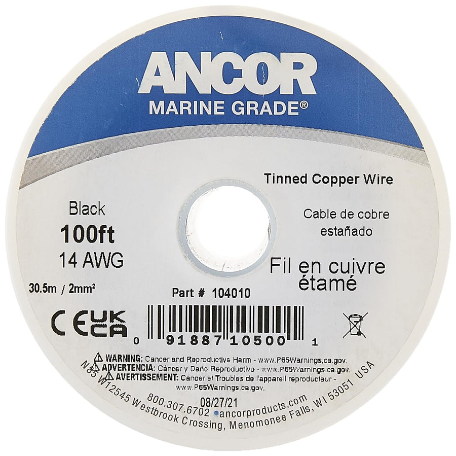 184003 Ancor Tinned Copper Wire, 14 AWG (2mm2), Black - 18ft