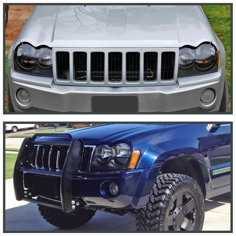 Black Headlights SPEC-D TUNING Compatible with 2005-2007 Jeep Grand Cherokee, Left + Right Head Lights Assembly