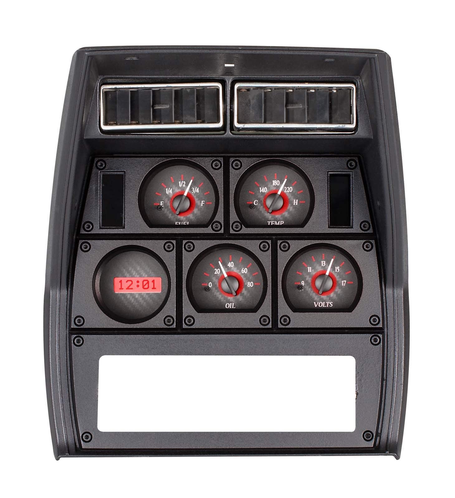 Dakota Digital Compatible VHX-78C-VET-C-R with 1978-82 Chevy Corvette Analog Dash Gauge System Carbon Fiber Style Red Backlighting