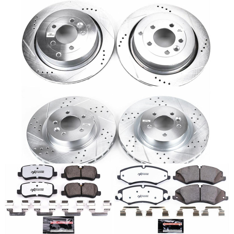 Power Stop Brake Kit Front and Rear For 2010 2011 2012 2013 Land Rover Range Rover Sport - Truck & Tow Carbon Fiber Ceramic Pads & Drilled and Slotted Rotors Replacement, K6227-36