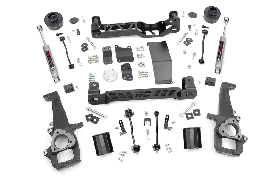 4" Rough Country Suspension Lift Kit for Ram 1500 4WD (2009-2011) - Fits 35" Tires, Includes N3 Rear Shocks & Skid Plate