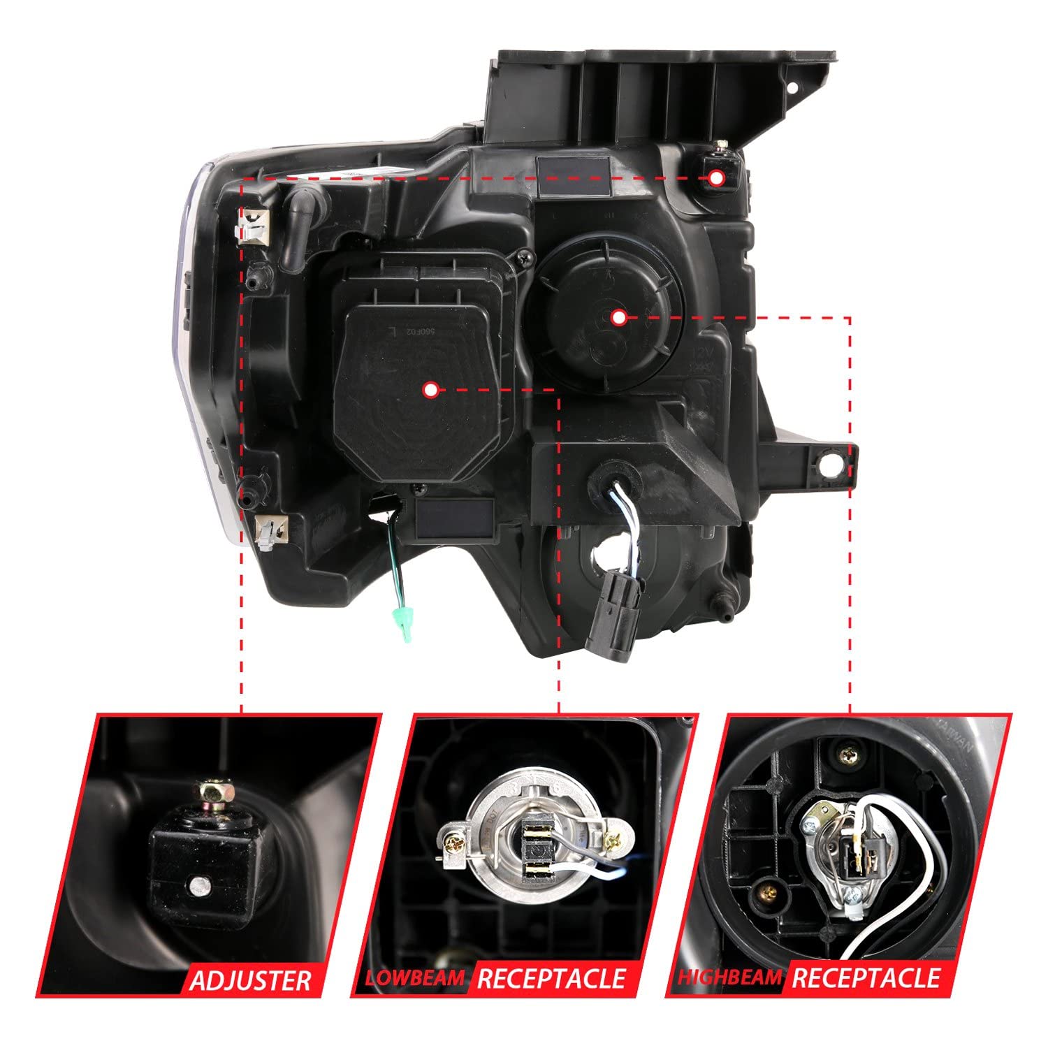 111443 ANZO USA Projector Headlamps Fits Ford F-150