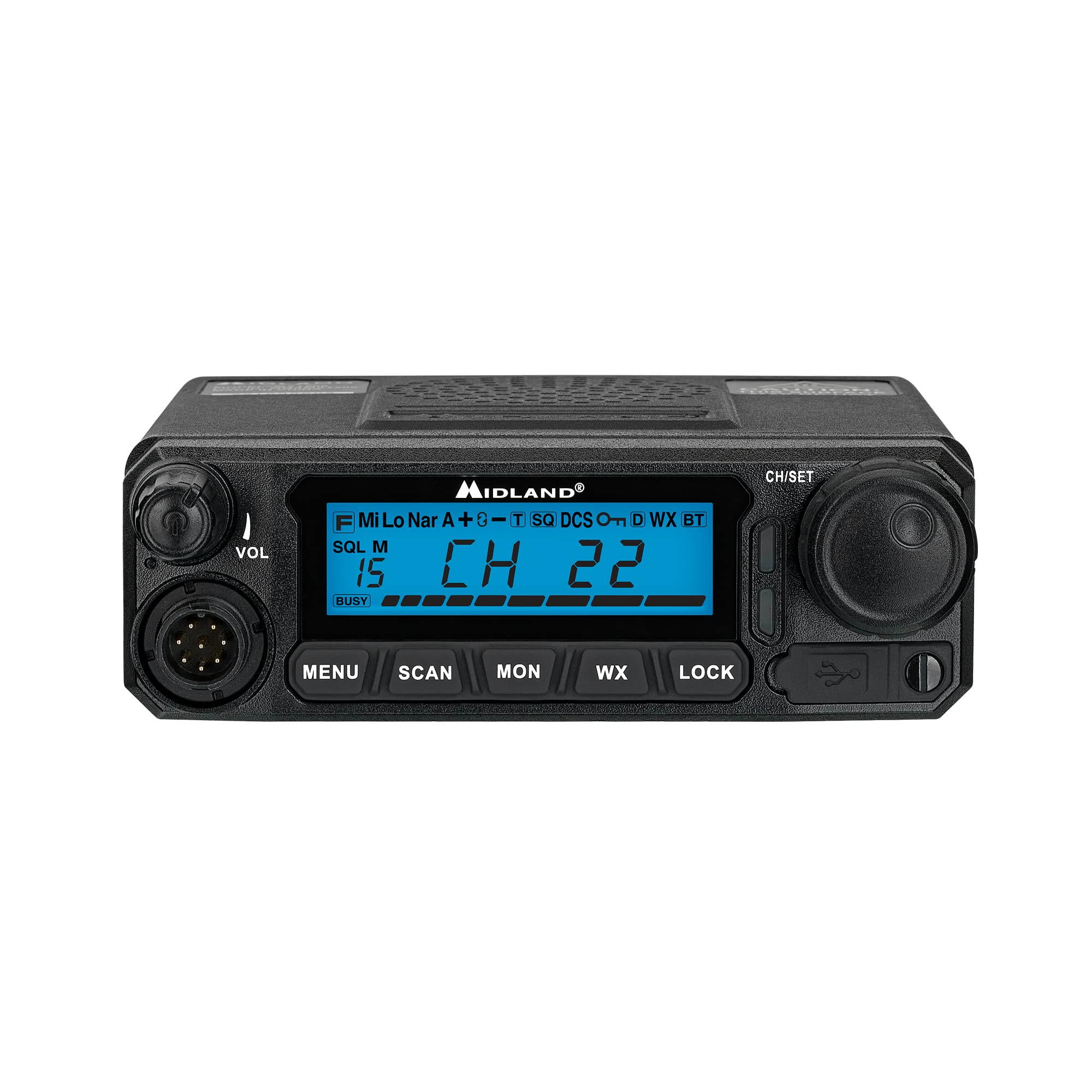 Midland 50-Watt MXT500 GMRS Mobile Radio - for Farms, Ranches, Overlanding, Trails, and Off-Roading - 8 Repeater Channels, Compact Design, External Magnetic Mount, 2.1dB Unity Gain Antenna