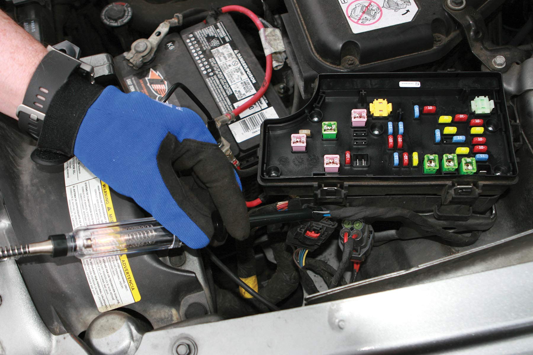 W2993 Performance Tool Circuit Tester 6-24V with Wire Piercing Molded Hook Probe for Circuit Shorts Identification and Testing in Tight Places