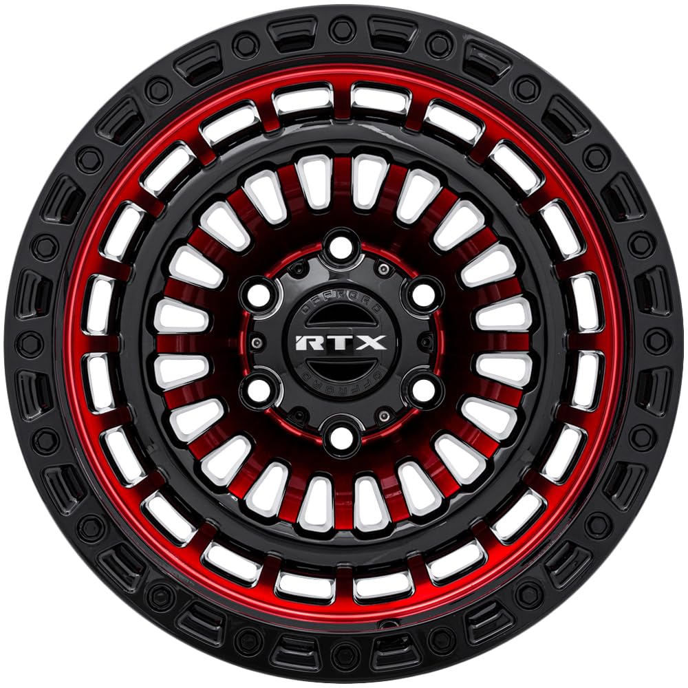 MOAB RTX Custom Wheel - 17x9, -15 Offset, 5x127 Bolt Pattern, 71.5mm Hub - Gloss Black with Machined Red Face Rim
