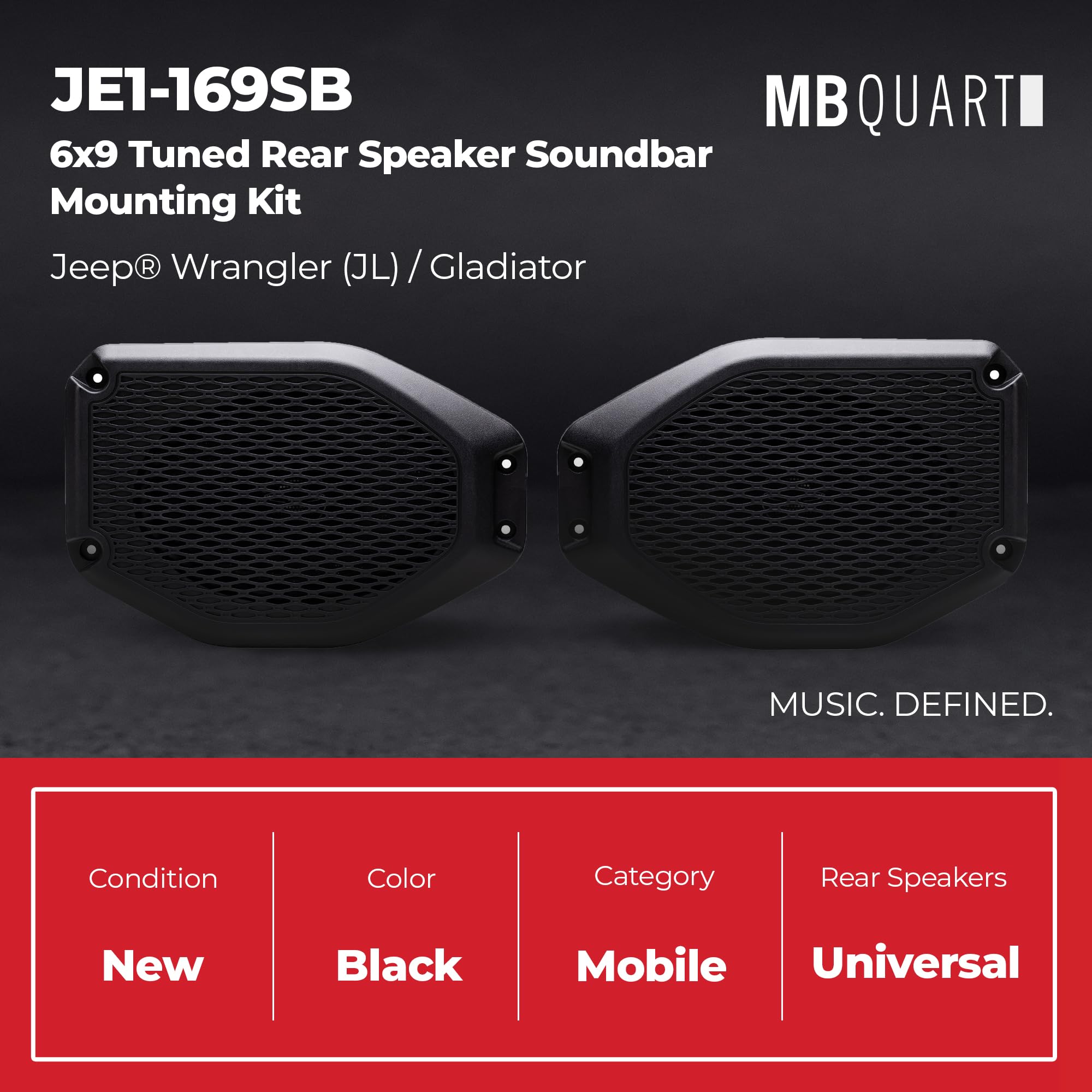 6x9 Inch MB Quart Rear Speaker Soundbar Mounting Unit for Jeep Wrangler(JL) 2018-2023 and Gladiator(JT) 2020-2023