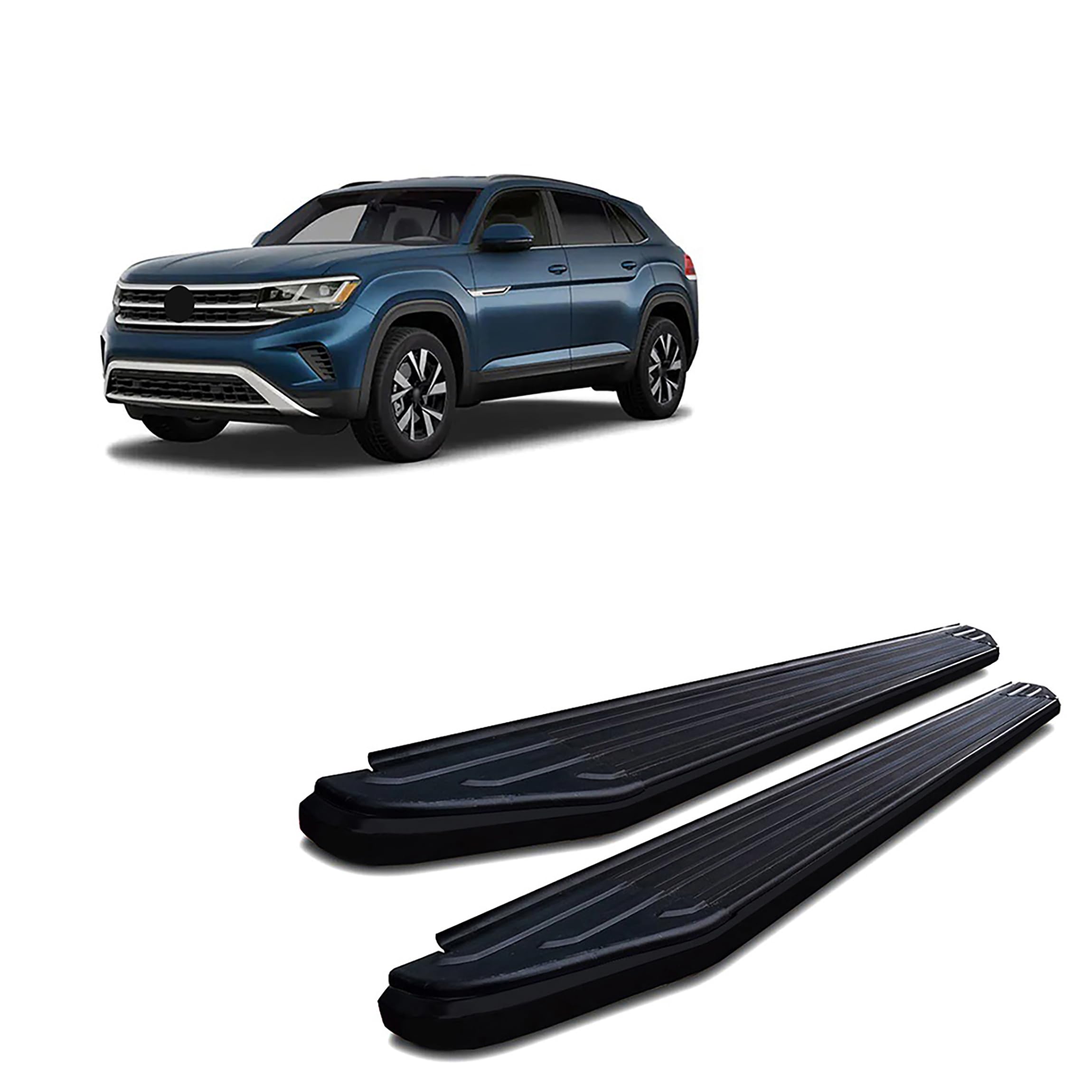 Peerless Black Horse Running Boards Black Compatible with 2018-2024 Volkswagen Atlas-PR-W2076BK
