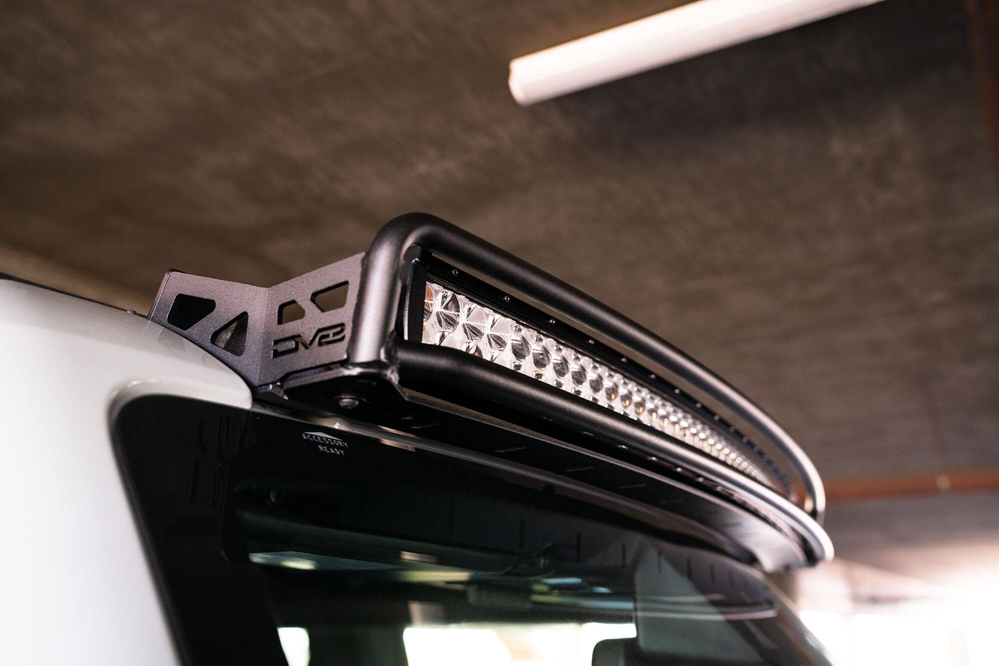 40" Curved LED Light Bar Mount DV8 Offroad for 2021-2025 Ford Bronco | Fits (1) 40" Curved LED bar or up to (12) 3" pods | Mounts to OEM Accessory Location | No Drill Installation
