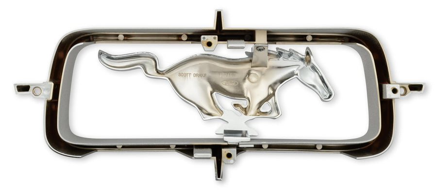 Horse & Corral Scott Drake Grille with Official Ford Running Horse Emblem in Chrome Finish, Compatible with 1967 Ford Mustang, Model C7ZZ-8213-A