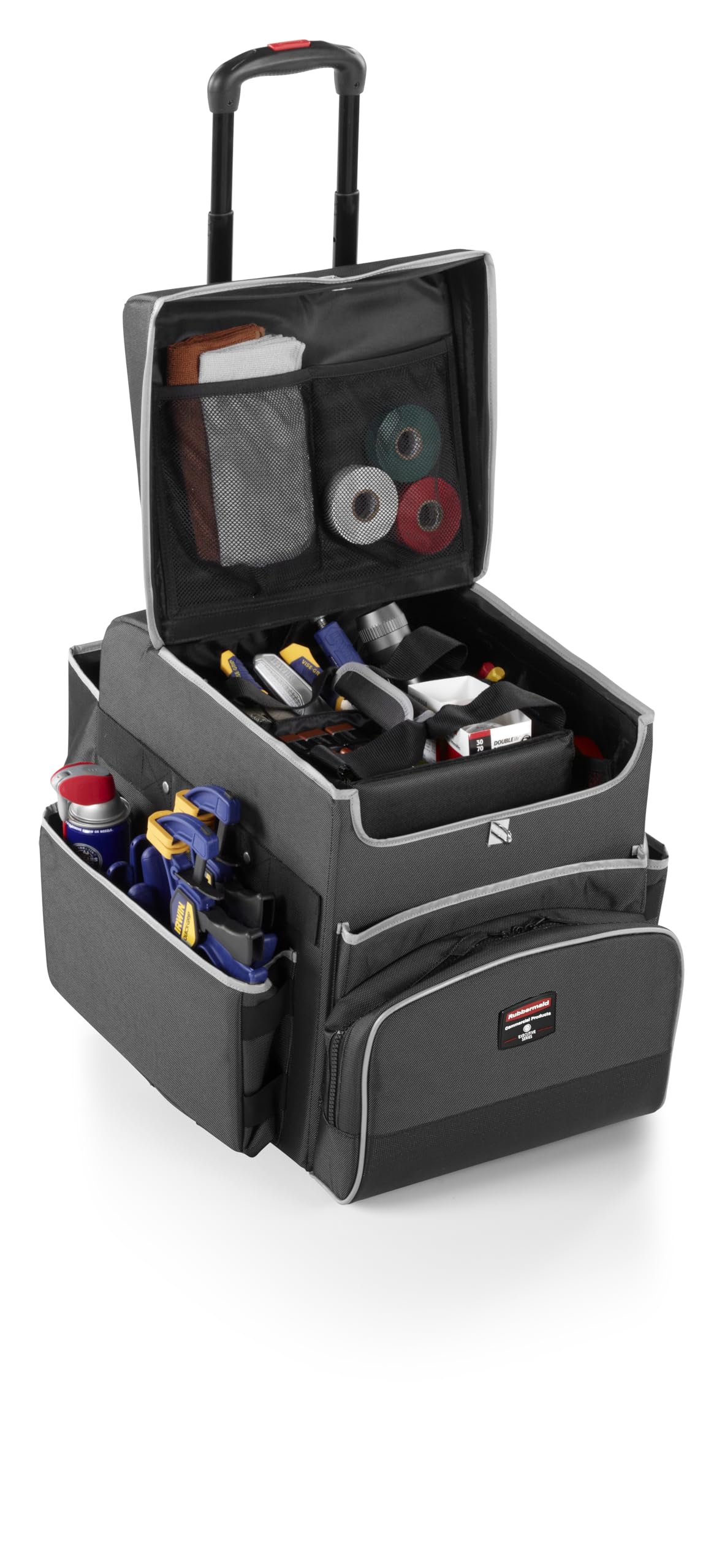 Rubbermaid Commercial Products Quick Carts Executive, Mobile/Travel Office Cart, Small, Dark Gray, for Housekeeper/Sales Rep/Medical Professionals/Home Healthcare/Teachers