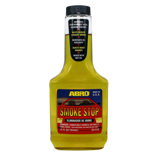 Smoke Stop ABRO, 12 Oz., Halt Exhaust Smoking & Crankcase Gases, Boost Engine Life, Increases Oil Viscosity for Better Compression, Reduce Smoke, Silence Engines, Mixes with Any Oil