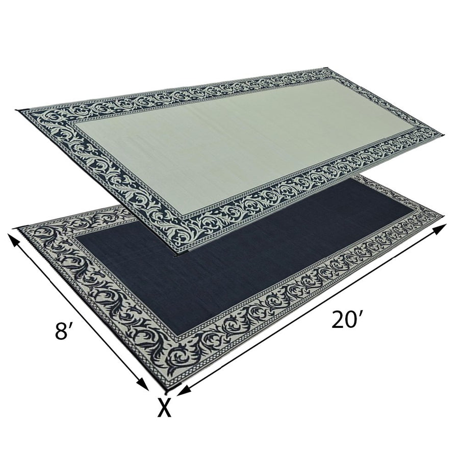 Ming's Mark RC1 Stylish Camping Reversible Classical Patio Mat - 8' x 20', Black/Beige Stylish Camping