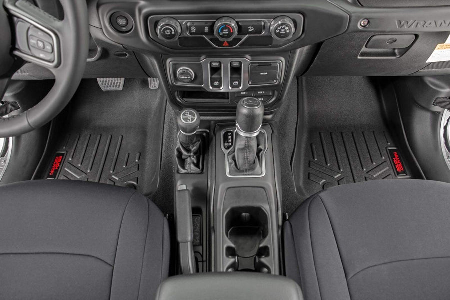 Rough Country Floor Mats Front for 18-22 Jeep Wrangler JL/Gladiator JT - M-6150 Black