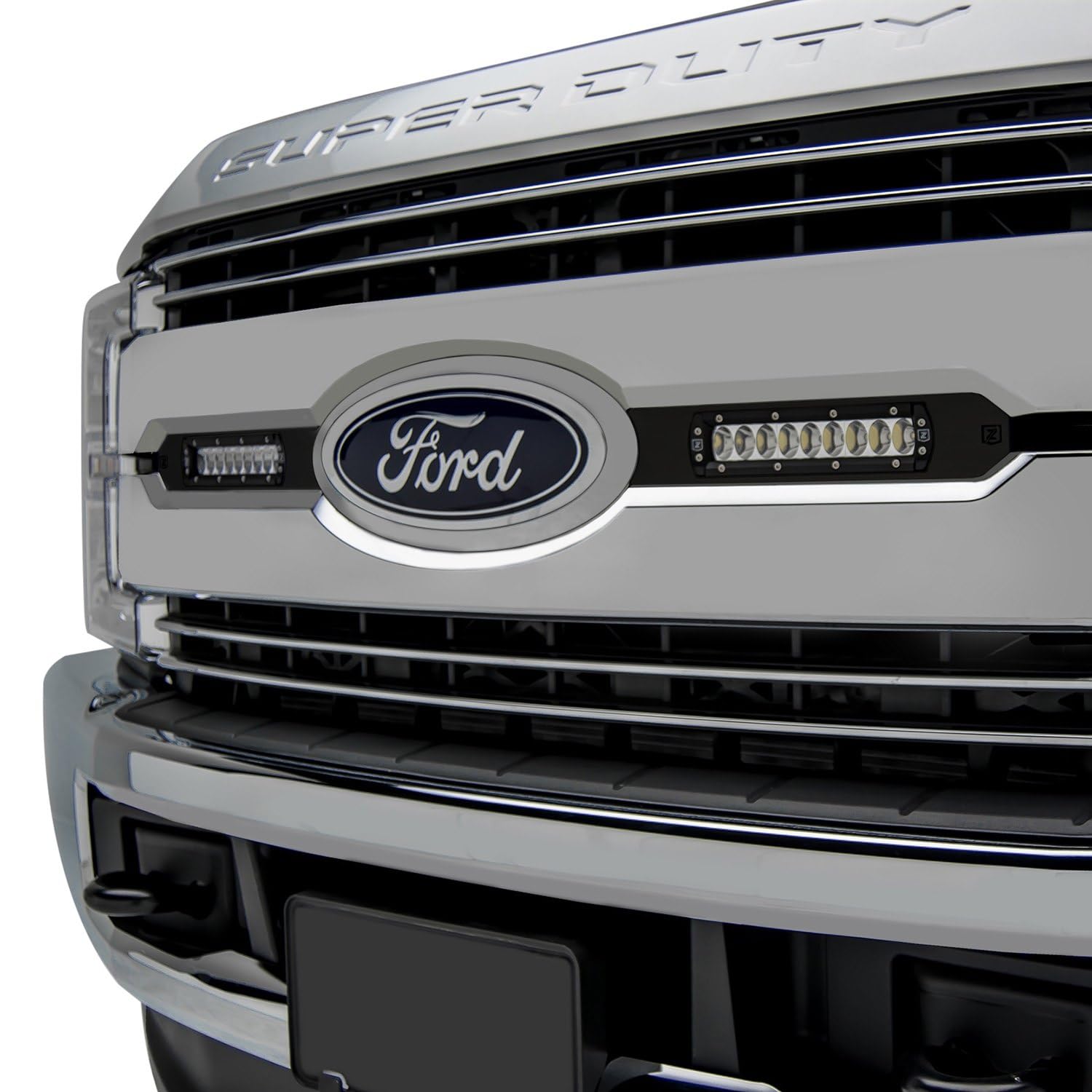 Ford Super Duty 2017-2019 Lariat, King Ranch OEM Grille LED Kit with (2) 6 Inch LED Straight Single Row Slim Light Bars - PN #Z415471-KIT