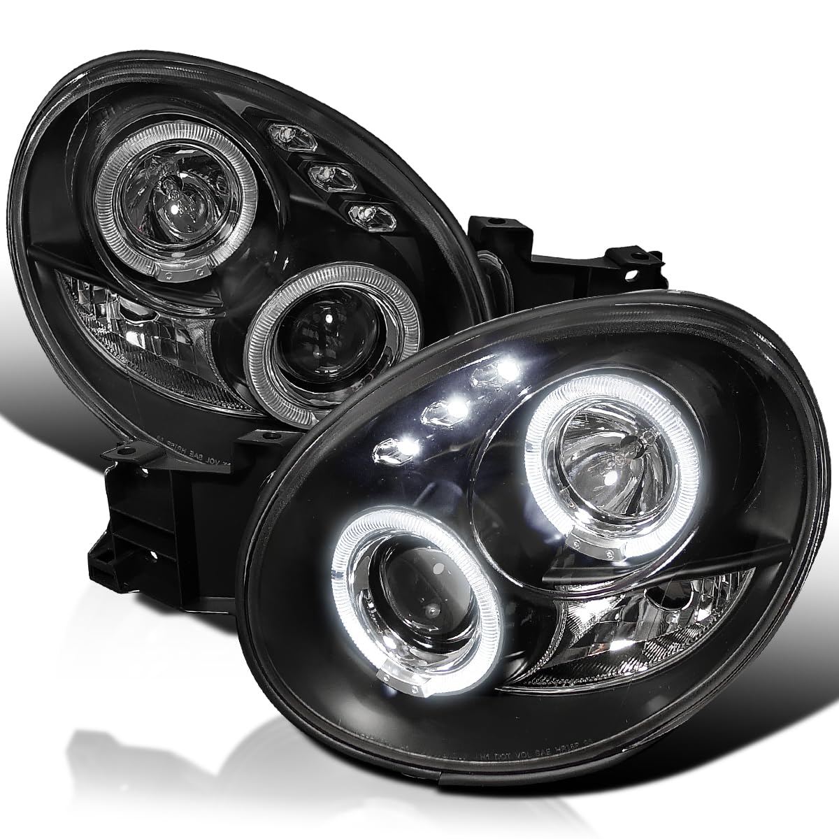 Dual Halo Projector Headlights Black SPEC-D TUNING Compatible with 2002-2003 Subaru Impreza, Left + Right Pair Headlamps Assembly